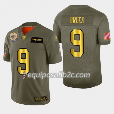 Camiseta Hombre NFL New Orleans Saints Drew Brees 9 Nike 2019 Salute to Service 100th